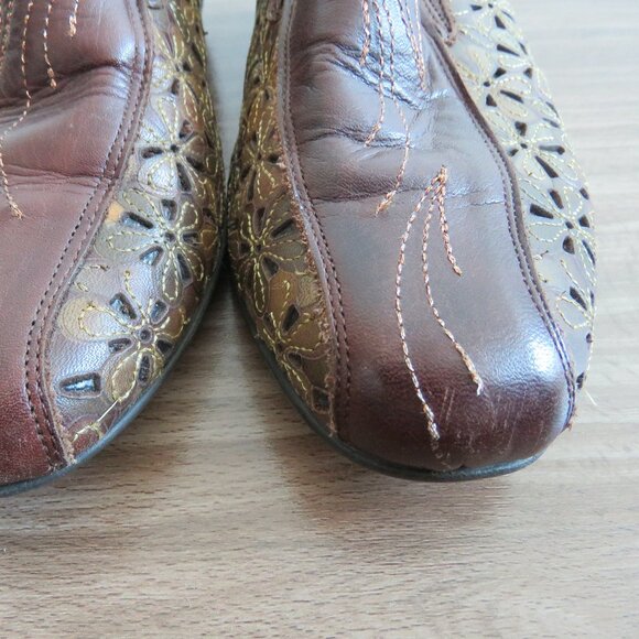 PIKOLINOS Romana Tooled Leather Floral Slip On Comfort Shoes Academia Boho Sz 8 - Picture 8 of 14